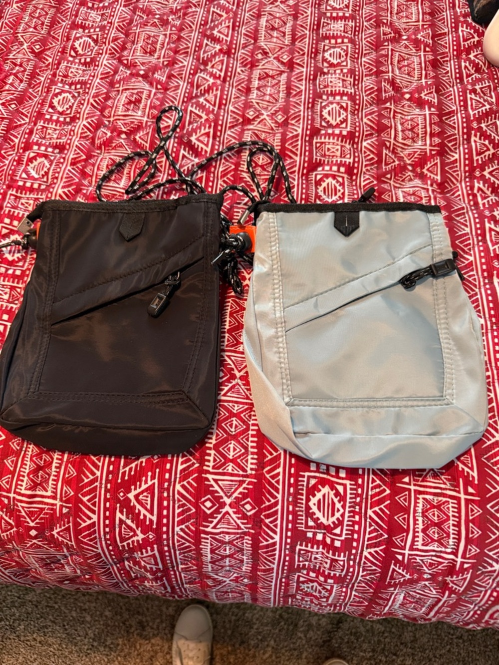 NWOT Unisex   (2) Crossbody Pouch Bags - One Black and One Blue  9.5”x7”